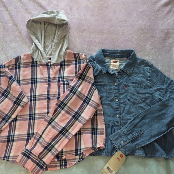 Set Of 2 NWT Levi's Children Size L Button Shirts Long Sleeves - Picture 1 of 16
